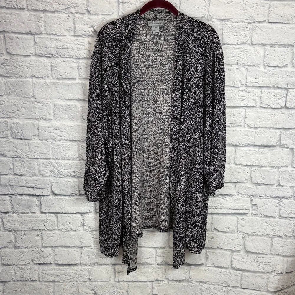 Catherines Black and White Open-Front Cardigan size 2X
